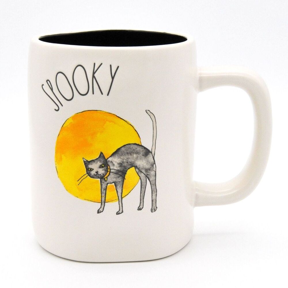 Rae Dunn Halloween Mug, Spooky Black Cat 16oz Ceramic Coffee Cup, Trick or Treat
